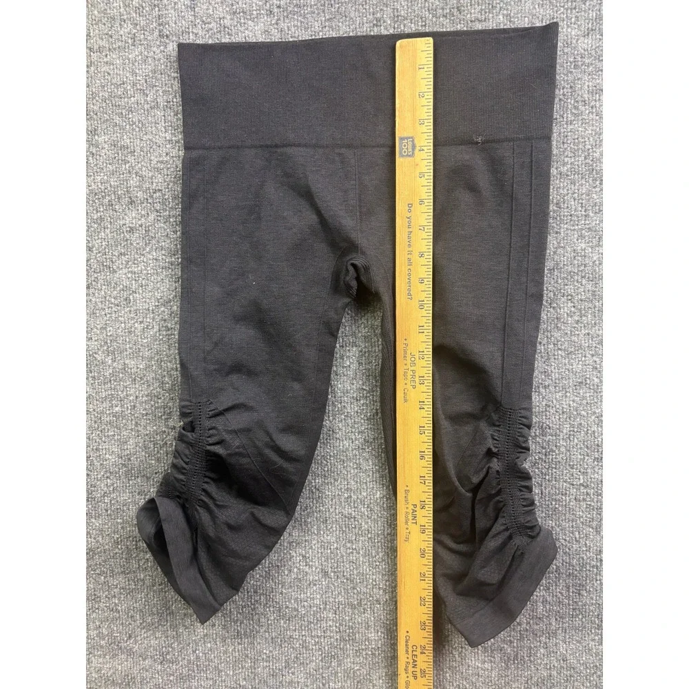 Lululemon Ebb To Street Crop Leggings Womens 8 Black Rouched Seamless Yoga Pants
